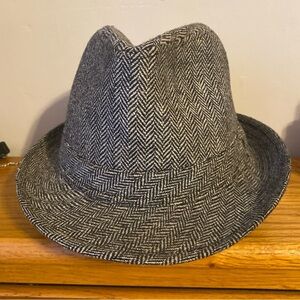 Vintage Weatherproof Gray Herringbone Fedora Hat